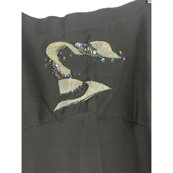 Cliche vintage silk midi/ full skirt size12 black Waist 28  hangs beautifully - Picture 5 of 6